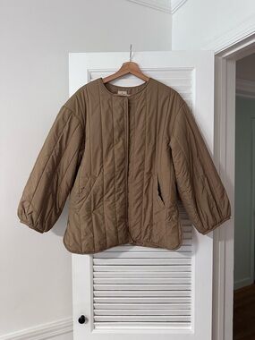 Samantha Mos2 SM2, Brown Quilted Snap Mid-Length Jacket Long Sleeve, Size F